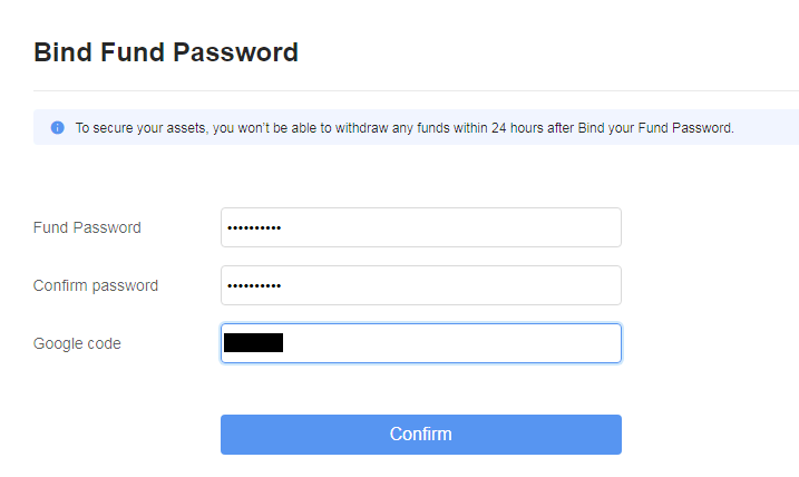 OKEx（オーケーイーエックス）Fund Passwordの設定手順6
